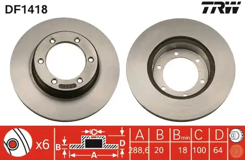 спирачен диск TRW DF1418