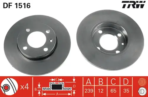 спирачен диск TRW DF1516