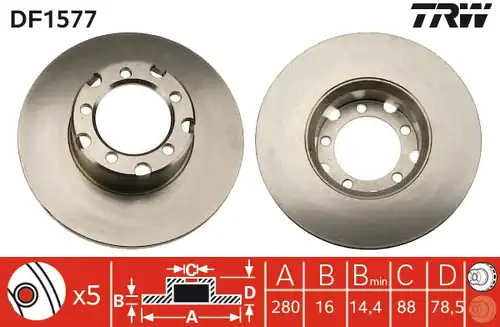 спирачен диск TRW DF1577