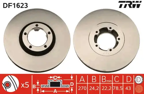 спирачен диск TRW DF1623