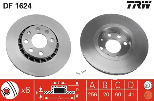 спирачен диск TRW DF1624