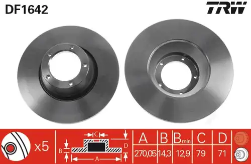 спирачен диск TRW DF1642