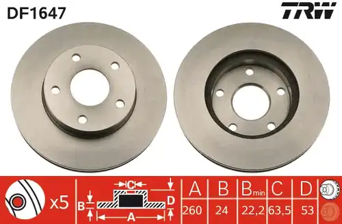 спирачен диск TRW DF1647