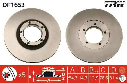 спирачен диск TRW DF1653