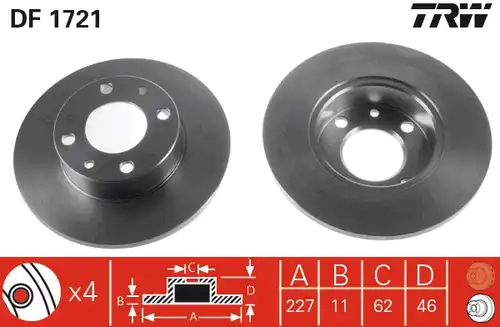 спирачен диск TRW DF1721