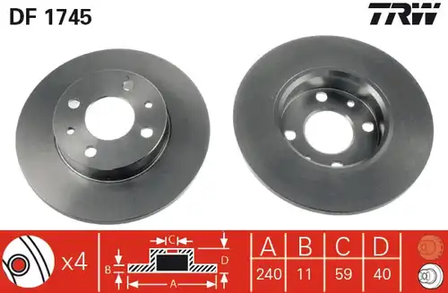 спирачен диск TRW DF1745