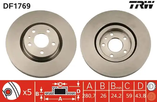 спирачен диск TRW DF1769