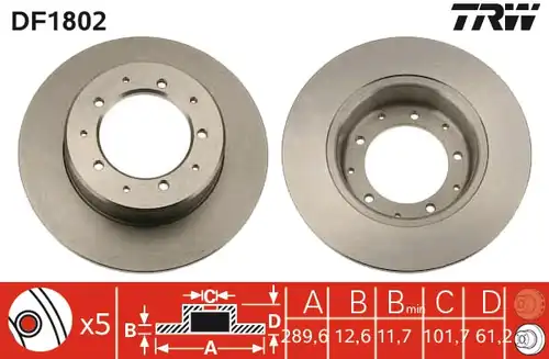 спирачен диск TRW DF1802