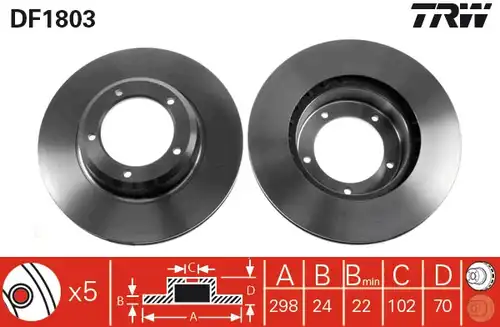 спирачен диск TRW DF1803