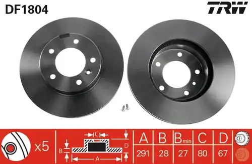 спирачен диск TRW DF1804