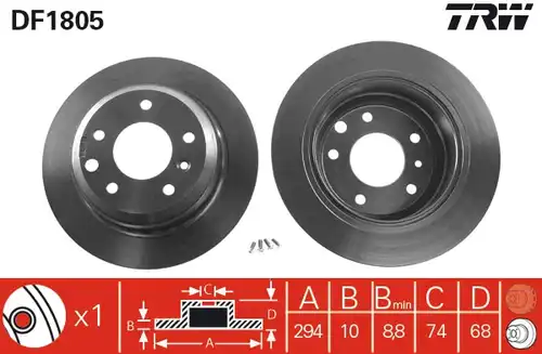 спирачен диск TRW DF1805