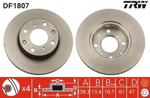 спирачен диск TRW DF1807