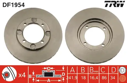 спирачен диск TRW DF1954