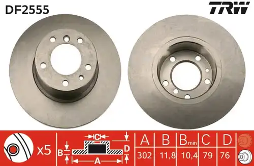 спирачен диск TRW DF2555