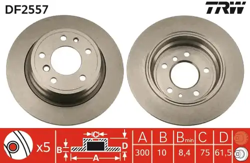 спирачен диск TRW DF2557