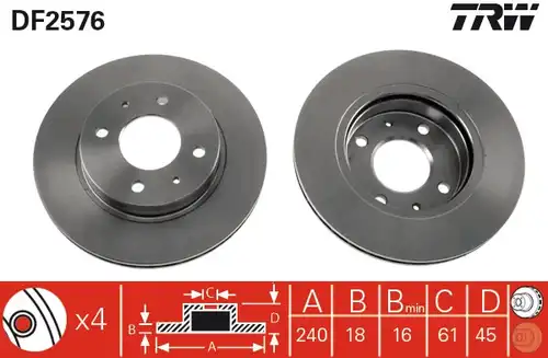 спирачен диск TRW DF2576