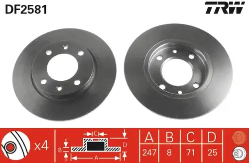 спирачен диск TRW DF2581