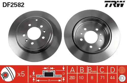 спирачен диск TRW DF2582
