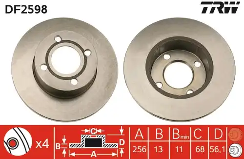 спирачен диск TRW DF2598