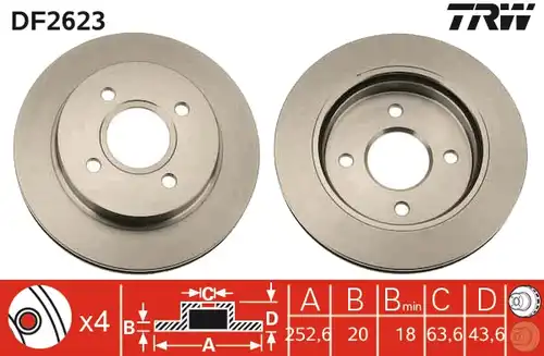 спирачен диск TRW DF2623