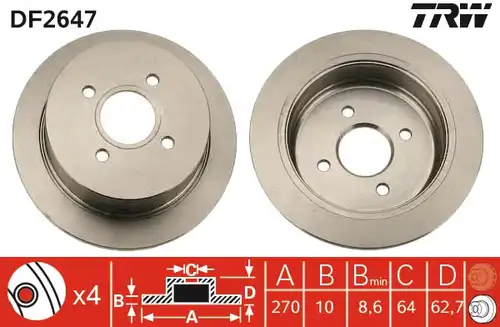 спирачен диск TRW DF2647