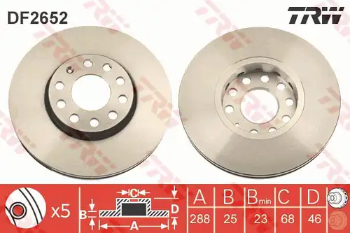 спирачен диск TRW DF2652