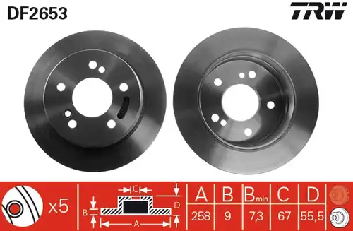 спирачен диск TRW DF2653