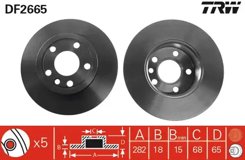 спирачен диск TRW DF2665