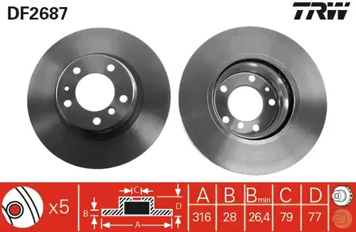 спирачен диск TRW DF2687