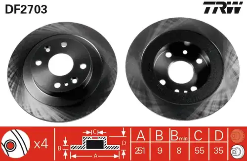 спирачен диск TRW DF2703