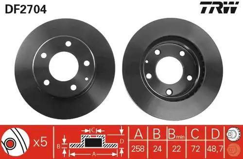 спирачен диск TRW DF2704