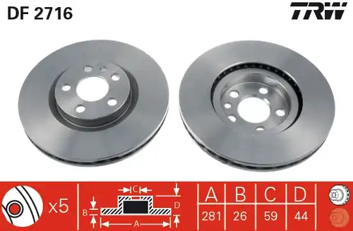 спирачен диск TRW DF2716