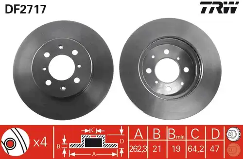 спирачен диск TRW DF2717