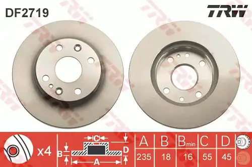 спирачен диск TRW DF2719