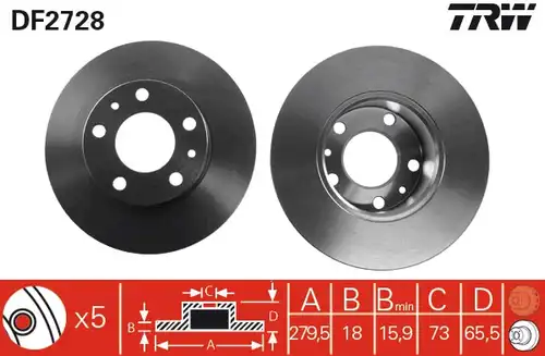 спирачен диск TRW DF2728