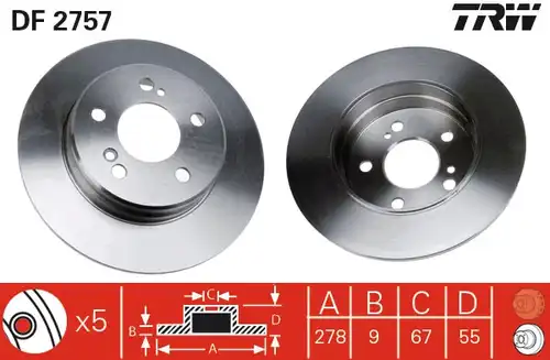 спирачен диск TRW DF2757