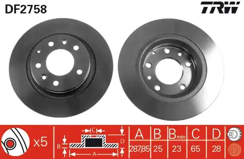 спирачен диск TRW DF2758