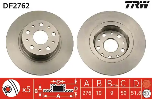 спирачен диск TRW DF2762