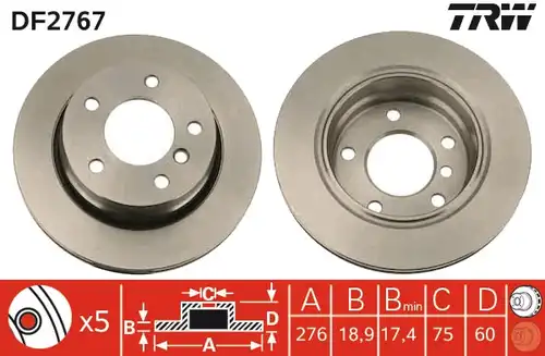 спирачен диск TRW DF2767