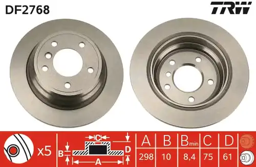 спирачен диск TRW DF2768