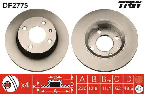 спирачен диск TRW DF2775