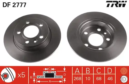 спирачен диск TRW DF2777