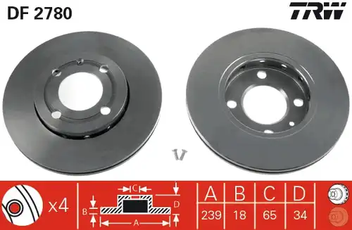 спирачен диск TRW DF2780