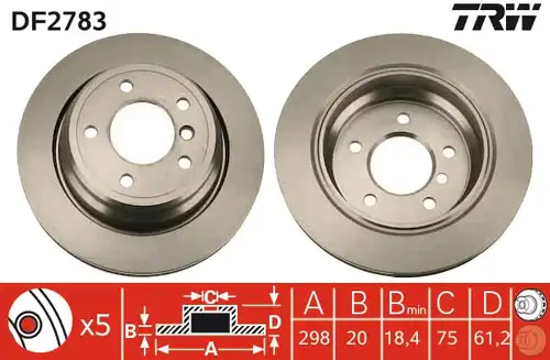 спирачен диск TRW DF2783