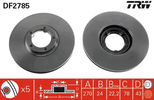 спирачен диск TRW DF2785