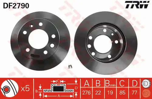 спирачен диск TRW DF2790