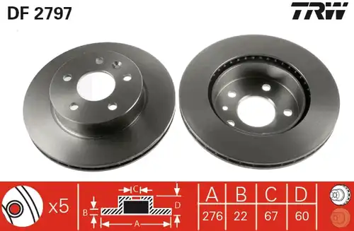 спирачен диск TRW DF2797