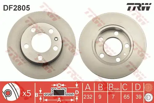 спирачен диск TRW DF2805