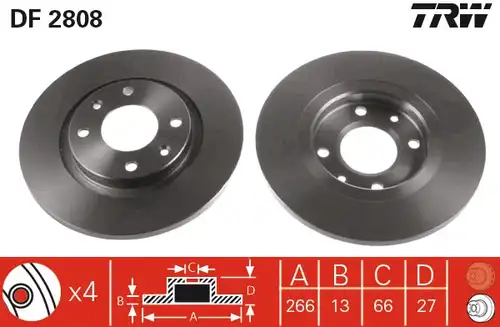 спирачен диск TRW DF2808