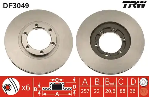 спирачен диск TRW DF3049